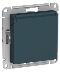 Розетка с заземлением со шторками и крышкой Schneider Electric Atlasdesign 16А IP20