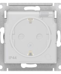Розетка с заземлением со шторками и крышкой Schneider Electric Atlasdesign 16А IP44, белый