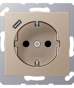 Розетка с заземлением + USB тип C, Jung 16А-250В, шампань
