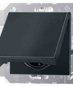 Розетка с заземлением с откидной крышкой Jung 16А-250В, антрацит матовый