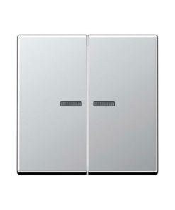 Выключатель двухклавишный с подсветкой Jung, 10А-250В, пластик под алюминий